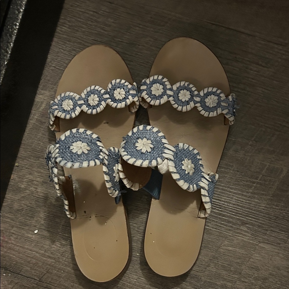 Jack Rogers Blue and White Sandals